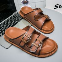 HOT★2023รองเท้าแตะผู้ชายใหม่ฤดูร้อน Sandal empuk พีวีซีสำหรับผู้ชายรองเท้าแตะชายหาดหนากันลื่นรองเท้าแตะบ้านฟลิปฟลอป