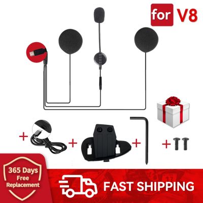 V8 Motorcycle Interphone Microphone Speaker Headset for Vnetphone V8 Bluetooth Communicator Intercom with Clips Bracket Gift Set