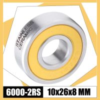 6000-2RS Stainless Bearing 10*26*8 mm ( 1 PC ) ABEC-3 6000 RS Bicycle Hub Front Rear Hubs Wheel 10 26 8 Ceramic Balls Bearings Axles  Bearings Seals