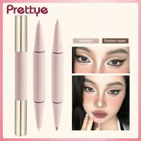 Prettye ปากกากลิตเตเอร์อายแชโดว์คอนทัวร์แบบแท่งปากกาที่ขยายตัวไหมผิวด้านแบบ2 In 1คงทนเพิ่มความสว่างเครื่องสำอางไฮไลท์กันน้ำ