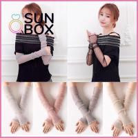 SUN BOX ผู้หญิง ระบายอากาศได้ ยูวี ปลอกแขน ถุงมือขับรถ ถุงมือลูกไม้ตาข่าย ปลอกแขนกันแดด ครีมกันแดดแขนยาว