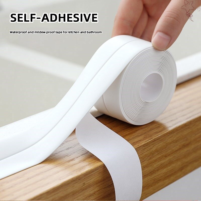 {Deli tape} Bathroom Kitchen Sealing Strip Tape PVC Waterproof Wall Sticker Self Adaptive Sink Crack Bathtub Corner Sealant