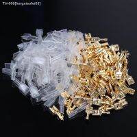 ┅△ 200/100Pcs Female Crimp Terminal Connector 2.8/4.8/6.3mm Gold Brass Car Speaker Electric Wire Connectors Set 22-16 AWG