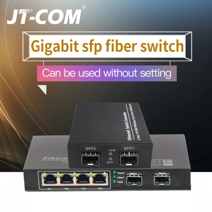 JT-COM Gigabit Ethernet SFP Fiber Switch 1000Mbps SFP Media Converter SFP  Fiber Port and RJ45 Port 2G2-4E Fiber Network Switch Lazada PH