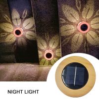 Solar Balcony Fence Lights Round LED Wall Washer Light 1.2V Flower Pattern Landscape Night Light For Garden/Landscape/Step/Porch