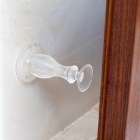 【LZ】 Transparent Door Stop Silicone Catch Holder Wall Mount  Door Handle Stopper Door StopperMute No TraceBlack White