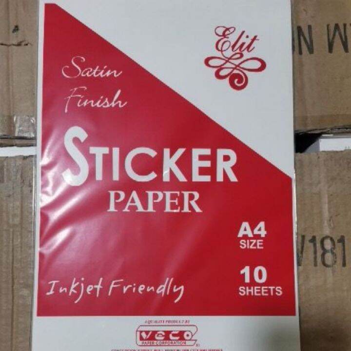 Veco Printable Sticker Paper A4 glossy, matte, satin 10 sheets Per Pack