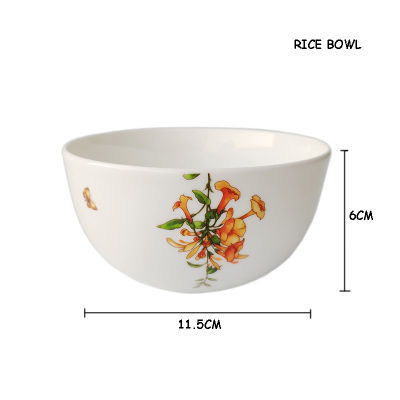 Ceramic Flat Dish Steak Plate Dinner Tool Cup Saucer Porcelain Chinese Style Christmas Cutlery Azalea Botany Tableware 1pcs