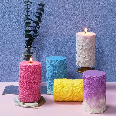 HAILANG Cylindrical Aromatherapy Candle Silicone Mold DIY Rose Flower Plaster Decoration Fragrant Stone Cylindrical Abrasive