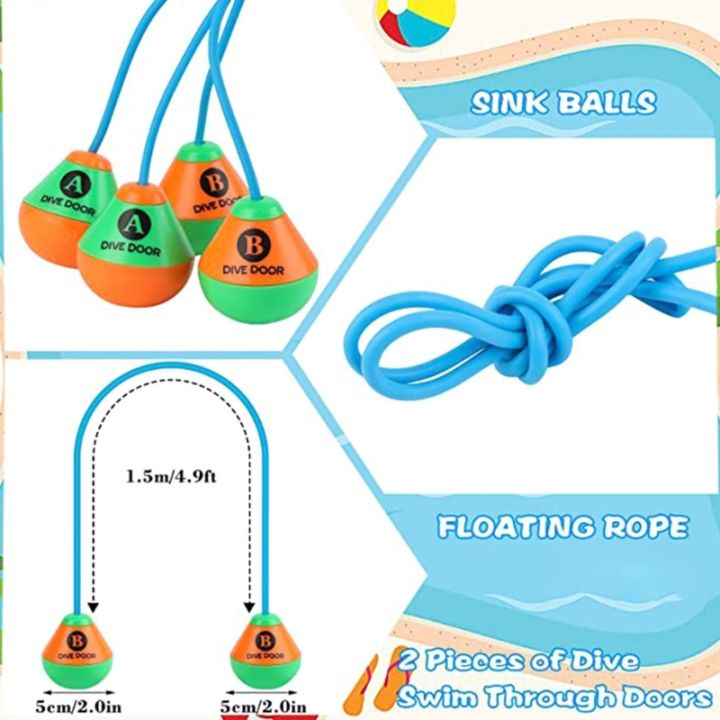 tuoye-ของเล่นกลางแจ้งใช้งานง่ายสำหรับเด็กผู้ใหญ่-2ชิ้นสำหรับว่ายน้ำผ่านประตูของเล่นสระว่ายน้ำประตูแหวนดำน้ำสระว่ายน้ำใต้น้ำ