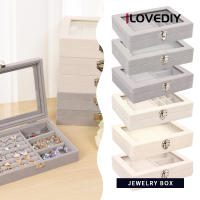 ILOVEDIY เครื่องประดับกำมะหยี่กันฝุ่นกล่องเก็บของกล่องแสดงผลที่แข็งแรงและเรียบง่ายที่เก็บของจำนวนมากและกล่องแสดงเครื่องประดับที่ชัดเจน