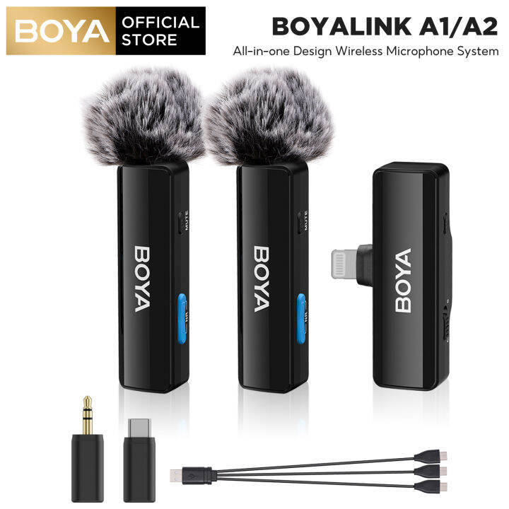BOYA BOYALINK A1/A2 Wireless Lavalier Microphone for iPhone /Android/Camera/DSLR/iPhone 15,With