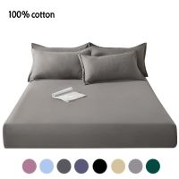 【CW】 1 pcs Cotton Fitted Sheet with Elastic Bands Non Adjustable Mattress Covers for King Bed 140/160/200cm