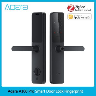 Aqara A100โปรประตูล็อคอัจฉริยะปลดล็อคลายนิ้วมือ Zigbee รหัสผ่านบลูทูธ NFC ทำงานร่วมกับ Apple ชุดบ้านที่ล็อคประตูอัจฉริยะ