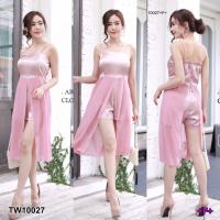 P10027 Jumpsuit จั๊มสูทสายเดี่ยวขาสั้น Jumpsuit One-shoulder jumpsuit