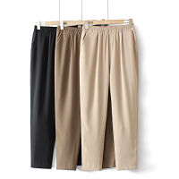 【มีไซส์ใหญ่】Plus Size XL-4XL Womens Autumn New High Fashion Black Pants Elastic Waist Solid Color Long Trousers