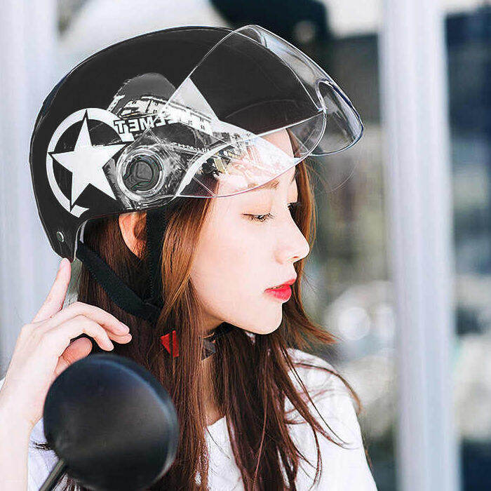 Motorcycle Half Face Helmet Matte Black Scooter Bike Open Face Cap