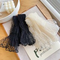 ﺴ◎ Summer Long Cute Dot Lace Mesh Fingerless Gloves Sun Protection Arm Sleeve Sunscreen Thin Cycling White Black Sexy Accessories