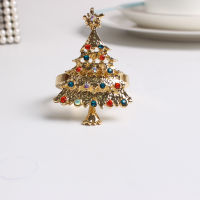 6pcs High-end Christmas tree napkin ring bow flower wreath mouth ring ho sample room set table Christmas napkin buckle