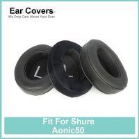 แผ่นรองหูสำหรับ Shure Aonic50หูฟังแผ่นโฟมหนังแกะที่มีโปรตีนกำมะหยี่ที่ครอบหู KPY-18สีดำ