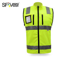 SFVest เสื้อกั๊กสะท้อนแสงมองเห็นสูงเสื้อกั๊กสะท้อนแสงหลายกระเป๋า Workwear คำเตือนความปลอดภัยเสื้อกั๊กความปลอดภัย