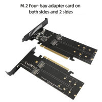 SSD Riser Card M Key HDD Adapter Controller M.2 NVME Adapter Board โลหะ PCIE 3.0 X16 4สล็อตรองรับ Raid พร้อมฮีทซิงค์