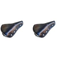 2X Vintage Faux Leather Bicycle Saddle Rivet Sprung Spring Bike Cycling Seat Cushion Black for Road Bike MTB