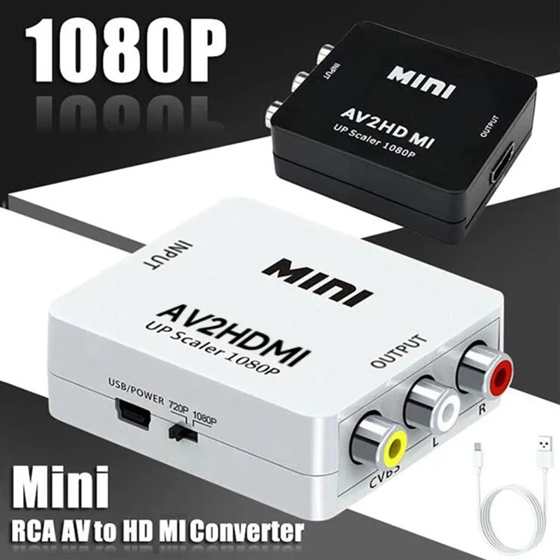 RCA to HDMI AV to HDMI Converter AV2HD 1080P CVSB L/R Output Video