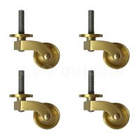 1/4PCS Universal Furniture Caster Antique Casters Wheels Vintage Brass Wheels Heavy Duty M6/M7 Screw Mounting for Furniture