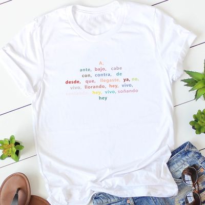Fashion Spanish T-shirts Women Casual Tees Funny Letter Printed Graphic t-shirt Lady top Gift mujer camisetas