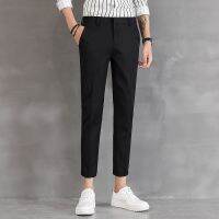 Mno.9 Fashion Korean Nine Pants Slim กางเกงขายาว 5 ส่วน สไต ย์เกาหลี กางเกงลำลองชาย กางเกงสแ ล็ค Topman