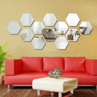 12Pcs 3D Hexagon Acrylic Mirror Wall Stickers DIY Art Home Decor Living Room Decorative Tile Stickers Room Accessories