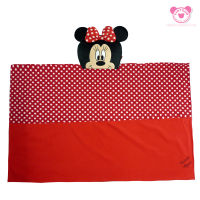 Disney ผ้าห่ม ผ้าคลุมไหล่ มีฮู้ด มินนี่เม้าส์ Minnie Mouse ผืนใหญ่ ผ้าคลุมมีหมวก ผ้าคลุมกันหนาว พับเก็บได้ (สินค้าลิขสิทธิ์แท้100%)