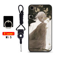 เคสสุดหรูสำหรับ5/Mi5 (สายคล้อง + แหวนใส่นิ้ว) ซิลิโคนนิ่มลายการ์ตูนเคสโทรศัพท์ยางพิมพ์ลายการ์ตูน