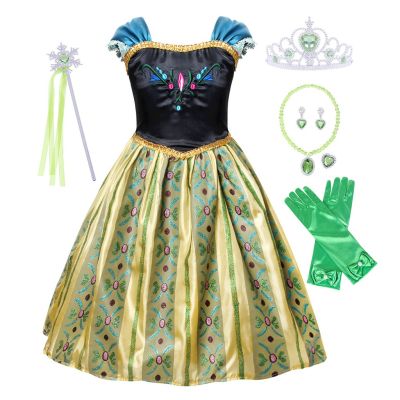 Christmas Dress Princess Anna Birthday Party Dress + Crown