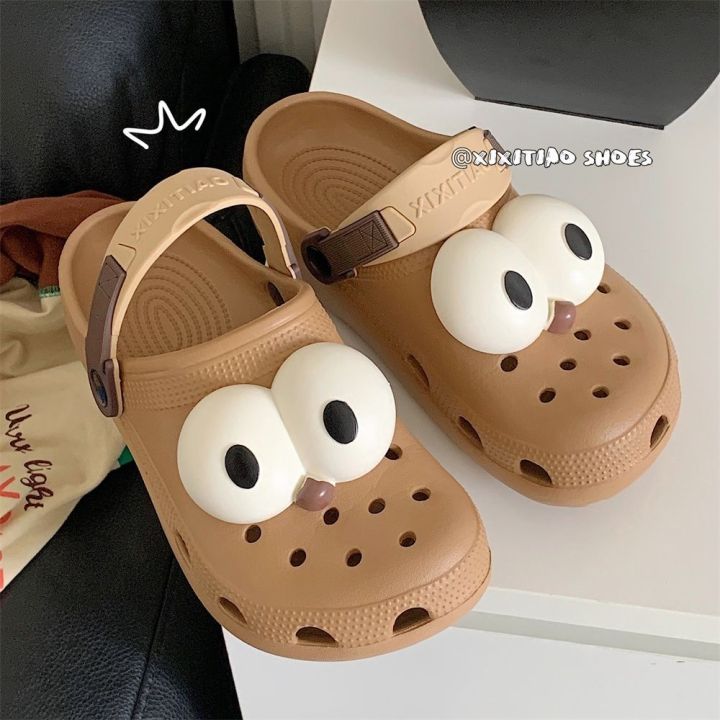 2023-new-fashion-version-thin-strip-mens-and-womens-summer-cartoon-cute-funny-big-eye-hole-shoes-outdoor-casual-non-slip-couple-sandals-and-slippers