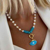 Choker Necklace Woman Artificial fresh water Pearl Necklaces evil eye Pendant Girls Jewelry Pulsera Hombre Kpop Collares Ladies