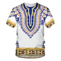 เสื้อผ้าผู้ชายแอฟริกัน Dashiki เสื้อยืดแบบดั้งเดิมสวมใส่สบาย ๆ วินเทจถนนแขนสั้นสไตล์วินเทจชาติฤดูร้อน XS-5XL