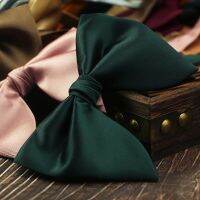 Horn tie male dark green Korean leisure groom married female bow best man wedding stage dark red caramel Boys Clothing