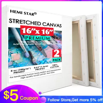  FIXSMITH Stretched White Blank Canvas - 12 x 16 Inch, Bulk Pack  of 8, Primed, 100% Cotton, 5/8 Inch Profile of Super Value Pack for  Acrylics,Oils & Other Painting Media.