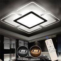 {ItalyNest shop}เพดานไฟ LED อะคริลิคไฟห้องนั่งเล่นไฟพร้อมรีโมทคอนโทลสี่เหลี่ยมโคมไฟเพดานตกแต่งเหมาะสำหรับห้องรับประทานอาหาร