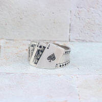 Flush Sterling Silver Men S Playing Card Ring สามารถรองรับการปรับแต่งได้