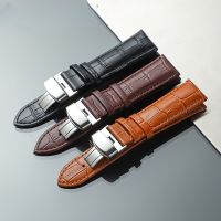 Universal Calfskin mens and womens Leather watch strap with Butterfly Buckle 14mm 16mm 17mm 18mm 19mm 20mm 21mm 22mm 24mm Straps