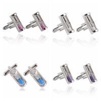 Silver Fashion Sand Leak Cufflinks Buttons For Men Lawyer Groom Wedding Father Decorations Crystal Shirt Time Cuff Links 5 Pair