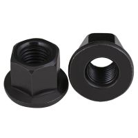 Hex Flanged Lock Nut  Black zinc carbon steel Hexagon Flange Nylon Insert Self-locking Nylock Locknut M10-M30 Nails  Screws Fasteners