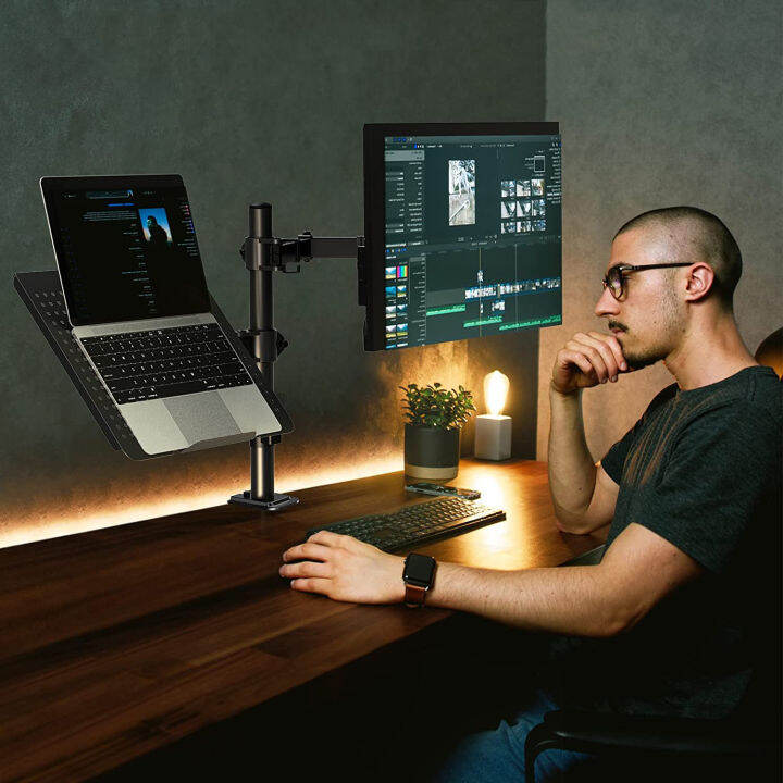 Laptop and Monitor Mount Stand, Extra Tall Single Monitor Desk Mount