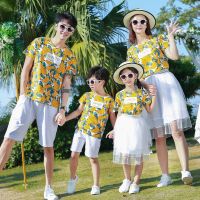 Matching Family Clothes 2022 Summer Dad Son T-shirt+Shorts Mom and Daughter Matching Dress Family Look Couple Matching Clothing