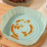 Silicone Tray For Air Fryer Oven Baking Tray With Handle Fried Chicken Pizza Mat Without Oil Silicone Pot Airfryer Accessories Pots Pans
