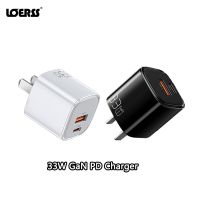 LOERSS 33W พอร์ตเร็วคู่ Gan Mini R USB Type C US ยูเคอียู PD Fast R สำหรับแท็บเล็ตพีซีโทรศัพท์ Huawei Samsung