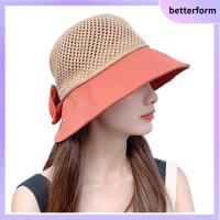 BETTERFORM ฤดูร้อนฤดูร้อนฤดูร้อน พับเก็บได้ ปีกกว้างกว้าง หมวกปานามา หมวกบังแดด หมวกชายหาดหมวก หมวกบังแดด หมวกทรงถัง